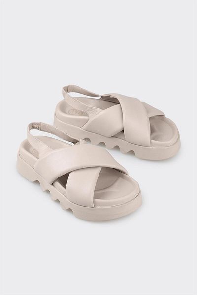 Elle Shoes Gray Leather Women's Sports Sandals