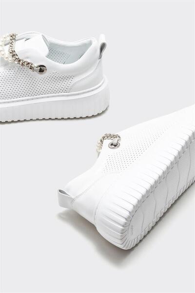 Elle Shoes White Leather Women's Sports Shoes