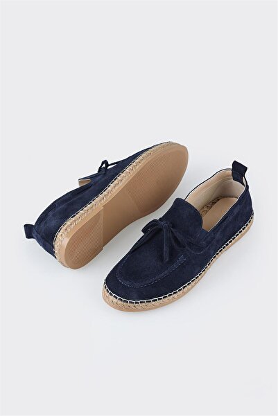 Elle Shoes Lacivert Deri Erkek Espadril