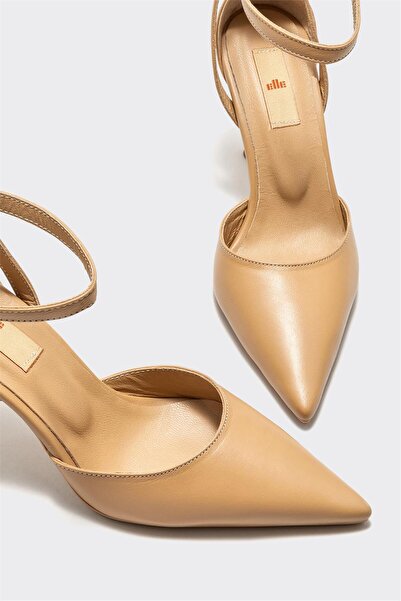 Elle Shoes Naturel Deri Kadın Topuklu Ayakkabı