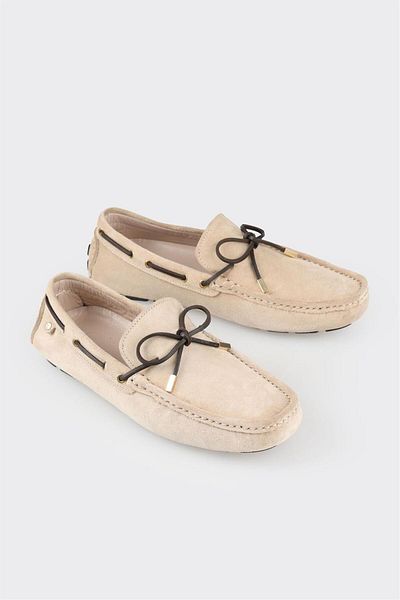 Elle Shoes Beige Leather Men's Casual Shoes