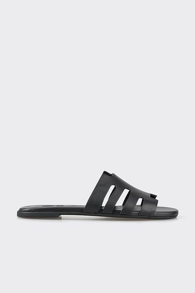 Elle Shoes Black Leather Women's Slippers