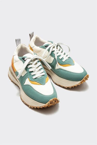 Elle Shoes Green Leather Women's Sports Shoes