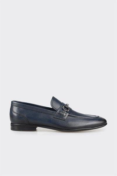 Elle Shoes Navy Blue Leather Men's Loafer