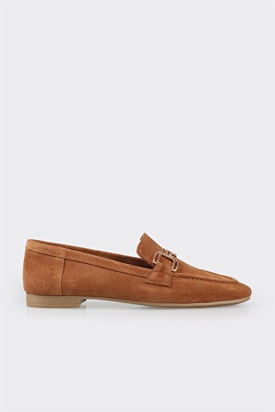 Elle Shoes Camel Deri Kadın Loafer