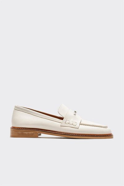 Elle Shoes Ecru Leather Women's Loafer