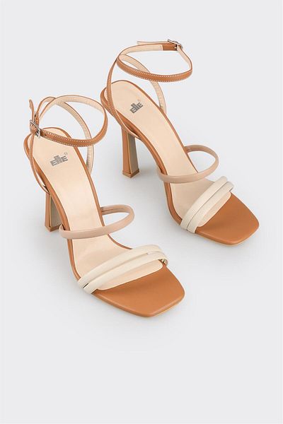 Elle Shoes Beige Women's Heeled Sandals
