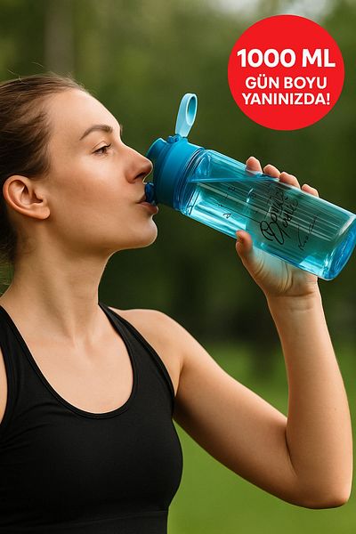Open Home Concept 1 Liter Blue Drip-Proof Leak-Proof School Workplace Gym Water Bottle