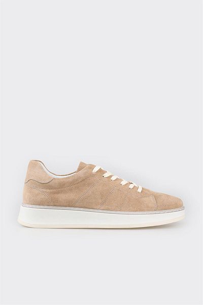 Elle Shoes Beige Leather Men's Sports Shoes