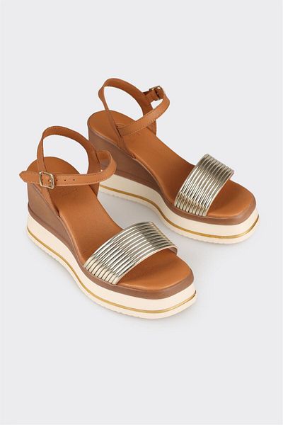 Elle Shoes Tan Women's Wedge Heel Sandals