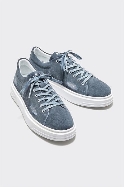 Elle Shoes Navy Blue Leather Men's Sports Shoes