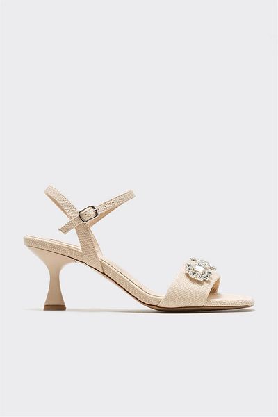 Elle Shoes Beige Women's Heeled Sandals