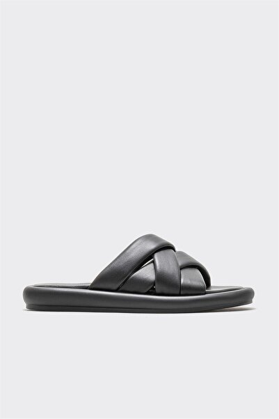Elle Shoes Siyah Deri Kadın Terlik