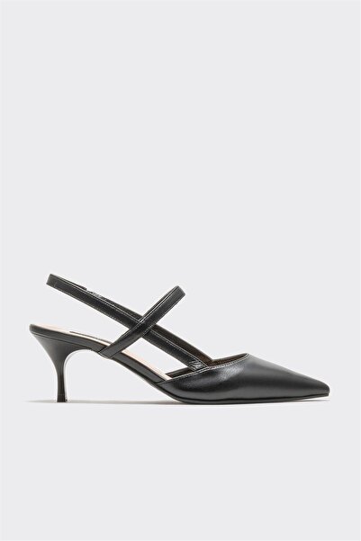 Elle Shoes Siyah Deri Kadın Topuklu Ayakkabı