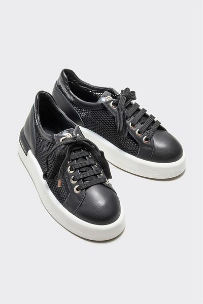 Elle Shoes Black Leather Women's Sports Shoes