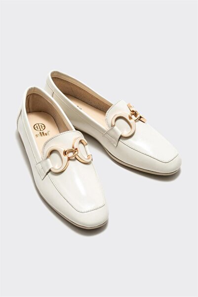 Elle Shoes Bej Deri Kadın Loafer