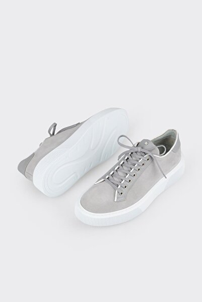 Elle Shoes Gri Deri Erkek Spor Ayakkabı