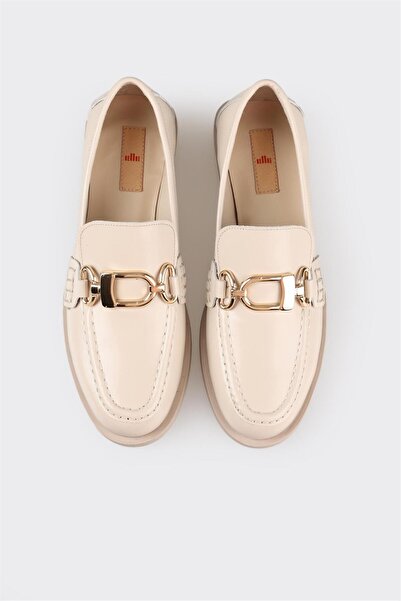 Elle Shoes Bej Deri Kadın Loafer