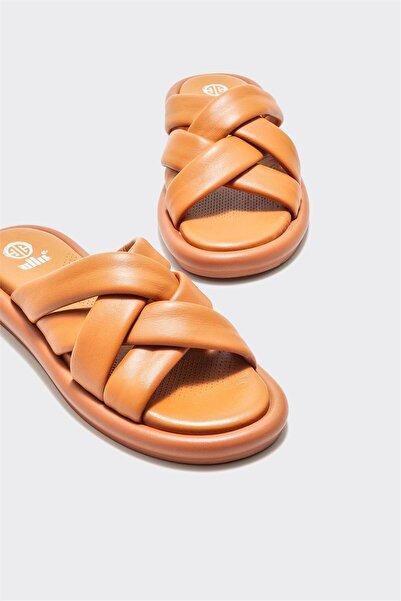 Elle Shoes Taba Deri Kadın Terlik
