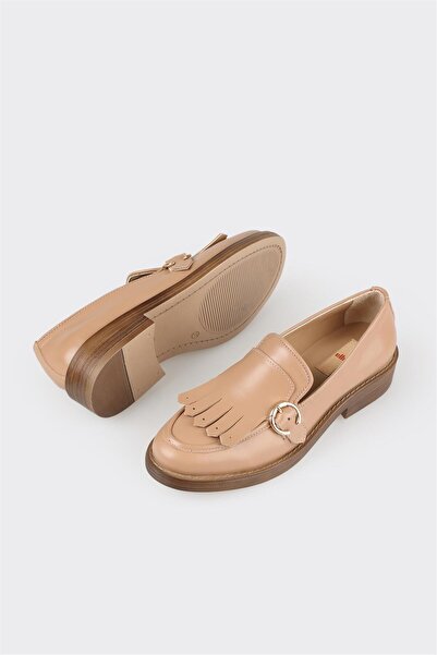 Elle Shoes Дамски мокасини от кожа от норка