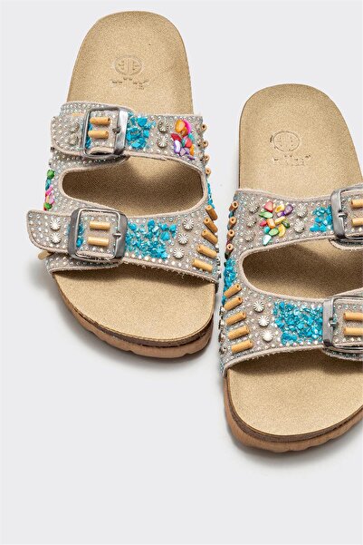 Elle Shoes Bej Deri Kadın Terlik