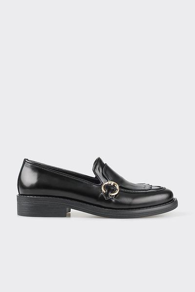 Elle Shoes Black Leather Women's Loafer