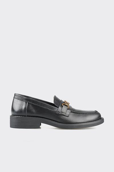 Elle Shoes Black Leather Women's Loafer