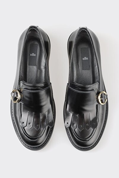 Elle Shoes Черни кожени дамски мокасини