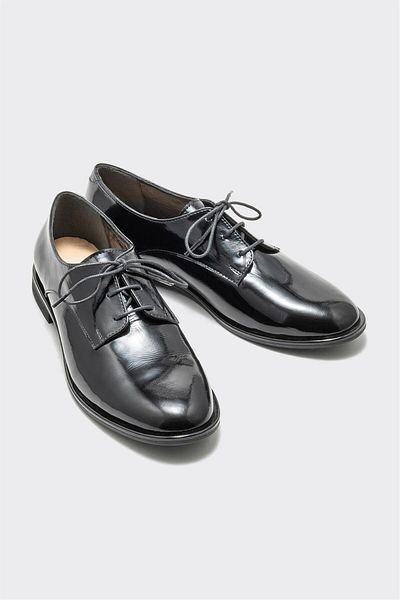 Elle Shoes Women's Black Leather Oxfrod