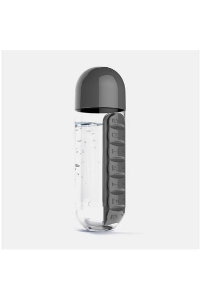 Choice1 black 2 in 1 600ml 7 Grids Medicine Box Water Cup Sports Plastic Water Bottle Combine Daily Pill Box
