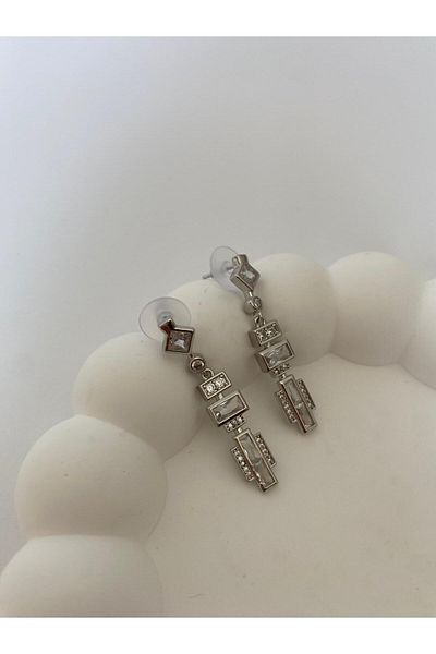 marsel aksesuar Special Series Princess Silver Earrings with Hanging Stones