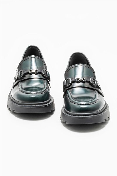 Elle Shoes Зелени кожени дамски мокасини - удобни и стилни