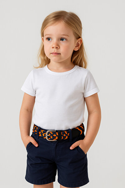 babbelt حزام أطفال محبوك مرن برتقالي-أسود-أزرق