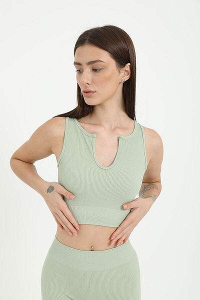 FOREVER MORE Γυναικείο λουράκι με ραβδωτό Crop Top Bustier Written
