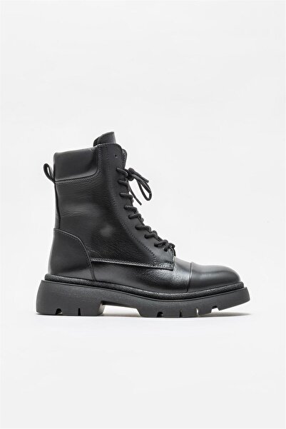 Elle Shoes Siyah Deri Kadın Günlük Bot