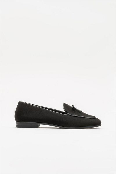Elle Shoes Leather Black Women's Loafer
