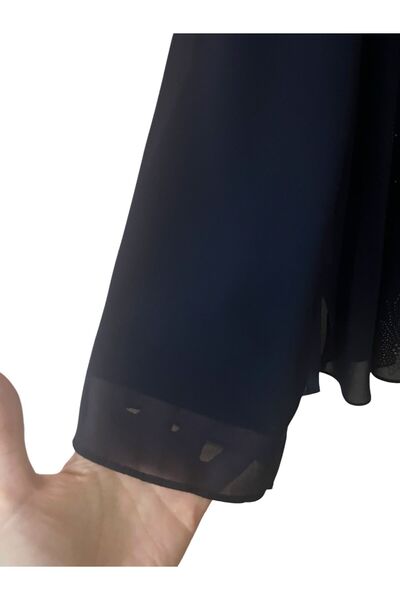 RENAR Navy Blue Large Size Flexible Chiffon Tunic Wedding Engagement Henna Dress