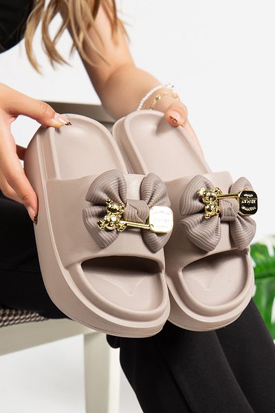 PLN SHOES Women's Luxury Daily Beach Sea Pool Slippers with Bow