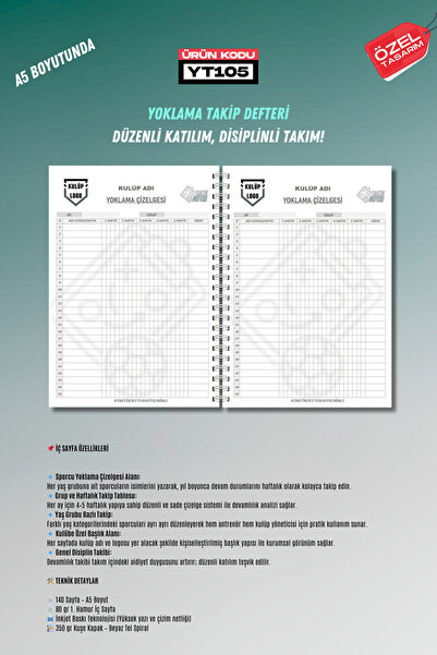 Türkiye Kişiye Özel - Yoklama Takip Defteri