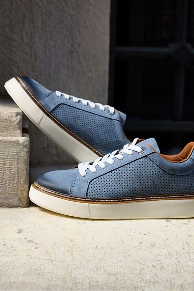 Vantaggio Ανδρικά αθλητικά παπούτσια Luzero Blue Nubuck 100% γνήσιο δέρμα διάτρητα