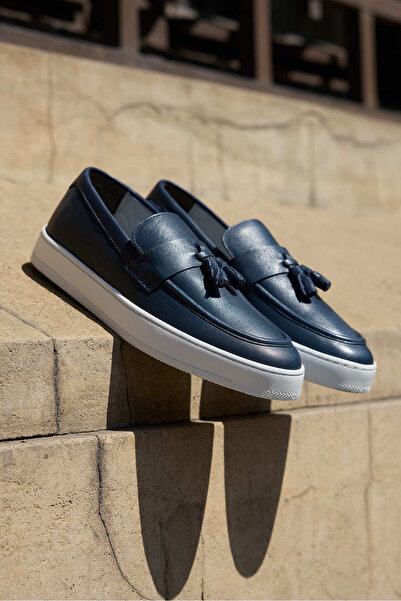 Vantaggio Tassel Navy Blue 100% натуральна шкіра чоловічі туфлі-мокасини, повсякденне повсякденне взуття