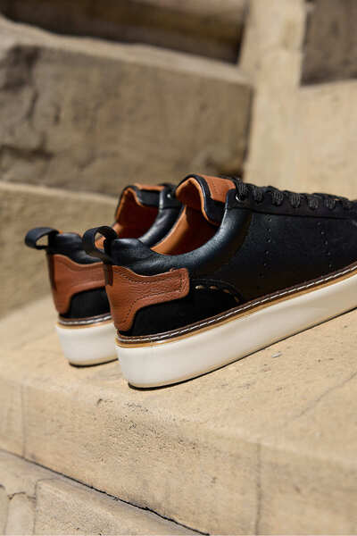 Vantaggio Pánské tenisky Sheriff Black ze 100% pravé kůže, každodenní obuv pro volný čas