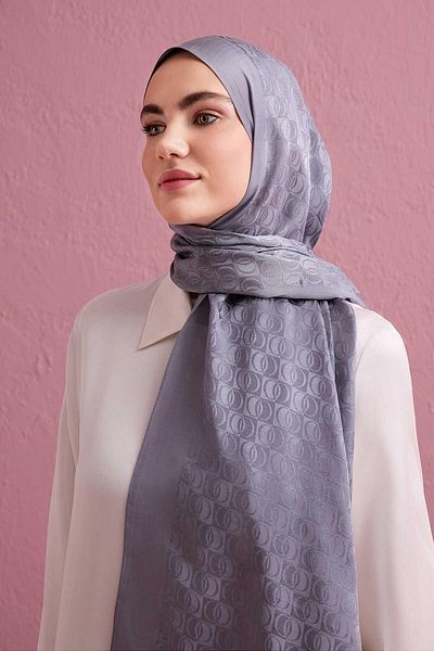 Imannoor 3029 Dama Logo Shiny Jacquard Shawl 70X190