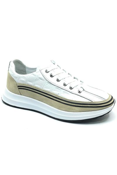 Kocamanlar Ayakkabı Dropland 9141 Genuine Leather Men's Casual Shoes White
