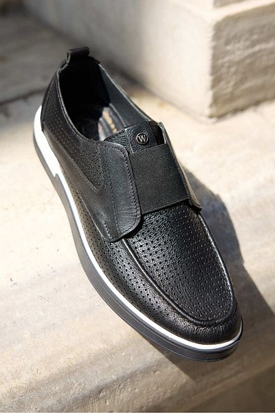 Vantaggio Jabari Black Genuine Leather Loafer Men's Shoes