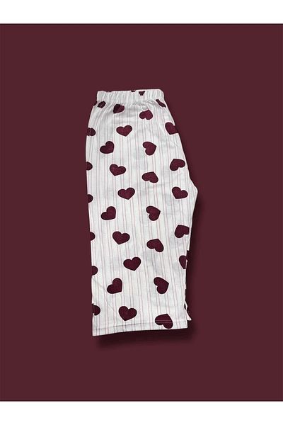 Erdenay Tekstil Patterned Combed Cotton Below Knee Large Size Maternity Women's Capri