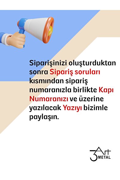 3art Metal Modern Kapı Numarası Tabelası | Kişiye Özel Şık Tasarım - Dış Mekana Uygun