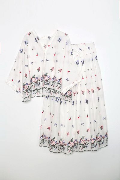 Lavanta Tekstil Embroidered Shirt Skirt Set