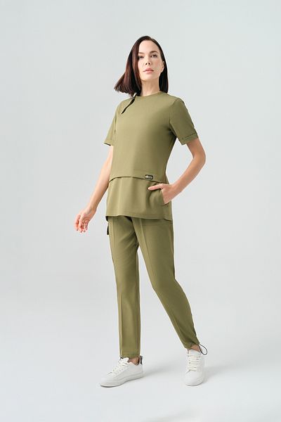 ÇİZGİ MEDİKAL Haki Zero Best Lycra Scrubs Costum Uniformă pentru medic și asistentă din țesătură elastică bidirecțională