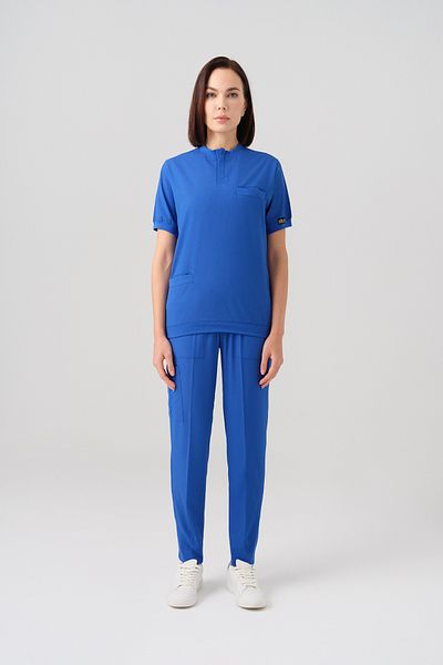 ÇİZGİ MEDİKAL Saks Blue Star Cel mai bun costum din Lycra Costum reversibil din țesătură Lycra cu detaliu de nervuri Scrubs Costum de jos